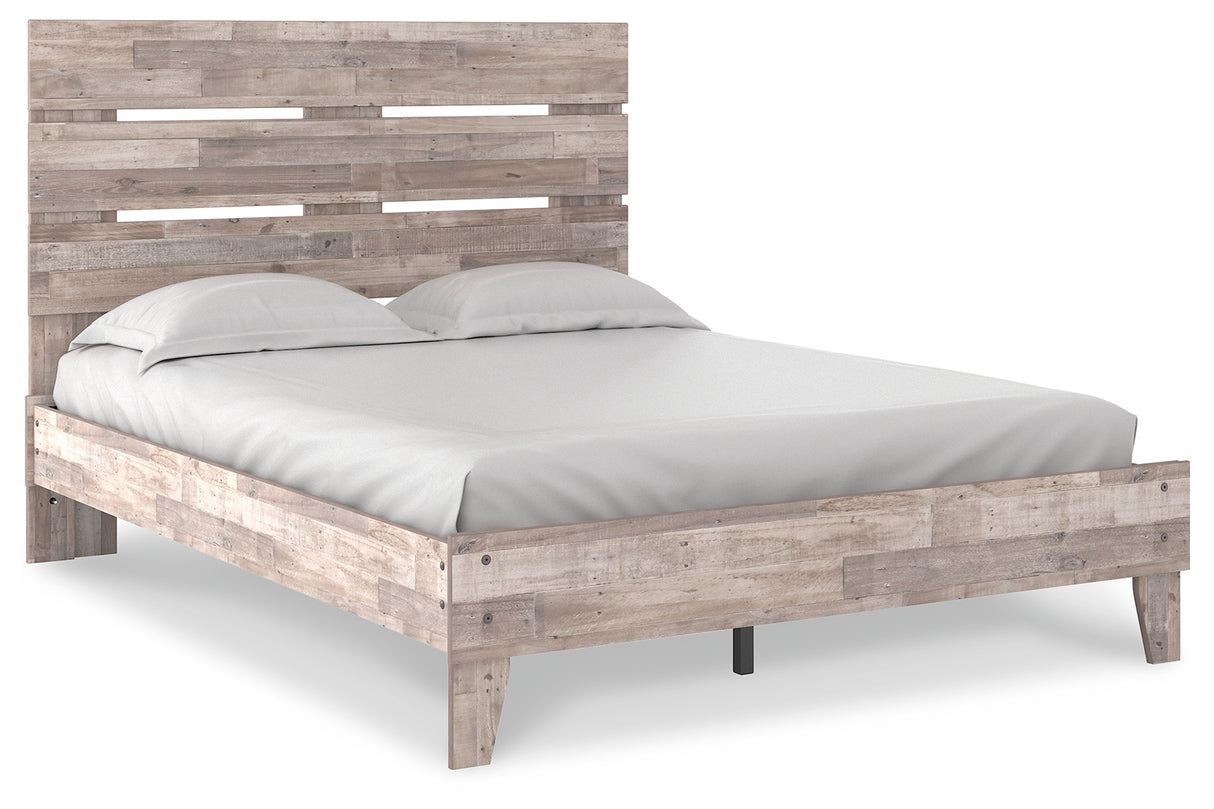 Neilsville Queen Platform Bed with Dresser and 2 Nightstands in Whitewash from Ashley - Luna Furniture