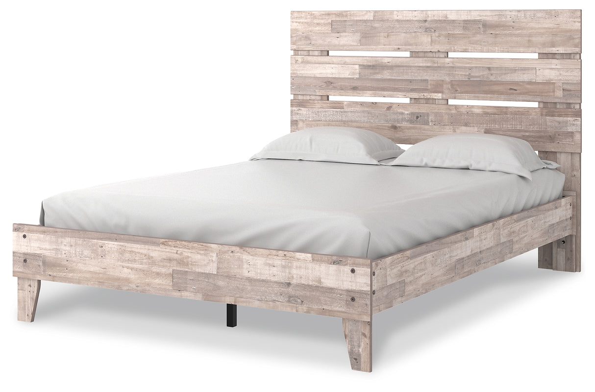 Neilsville Queen Platform Bed with Dresser and 2 Nightstands in Whitewash from Ashley - Luna Furniture