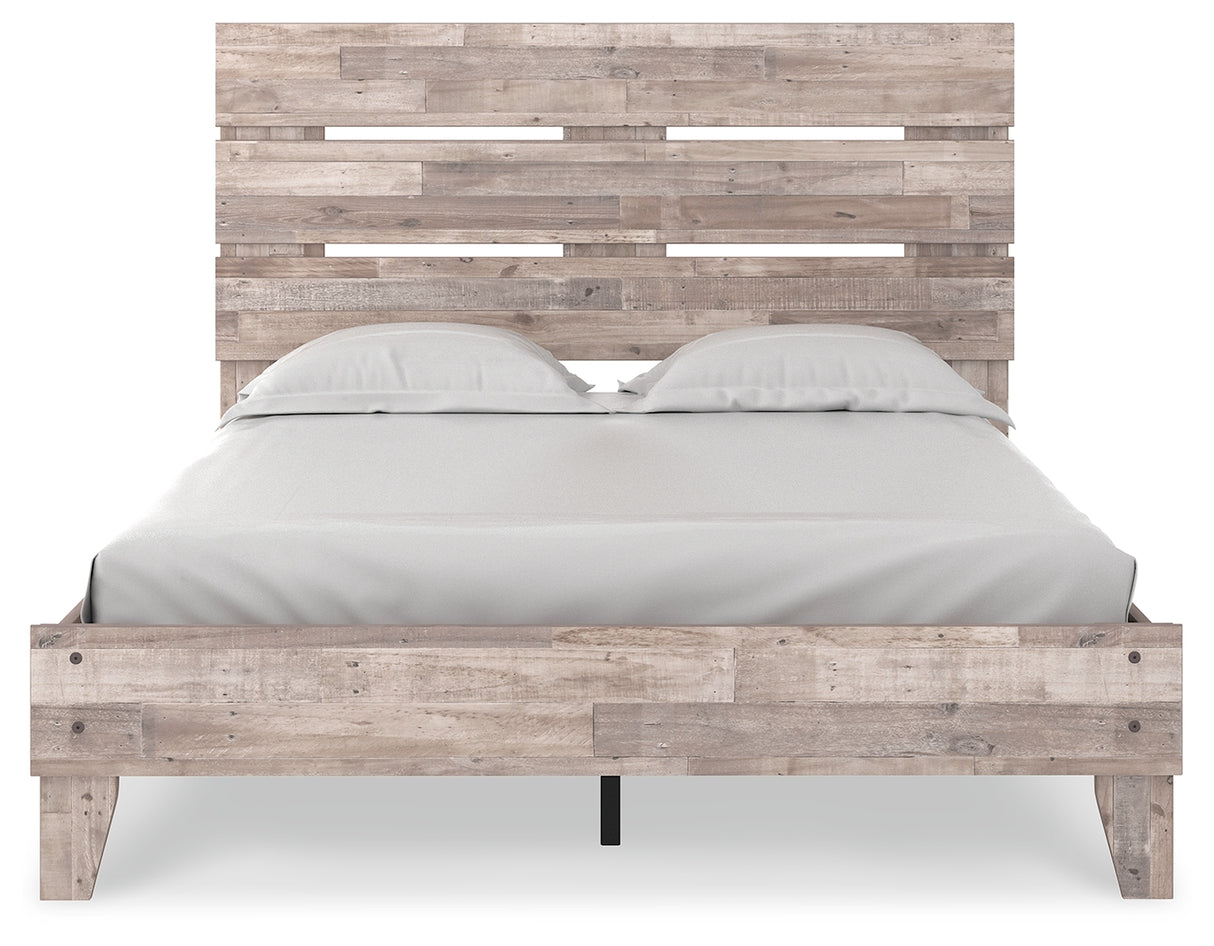 Neilsville Queen Platform Bed with Dresser, Chest and 2 Nightstands in Whitewash from Ashley - Luna Furniture