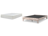 Neilsville Queen Platform Bed with Mattress in Whitewash - PKG018272