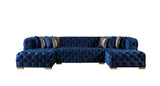 Neva Blue Velvet Double Chaise 138" Sectional [ETA: 8/23] - NEVABLUE-SEC