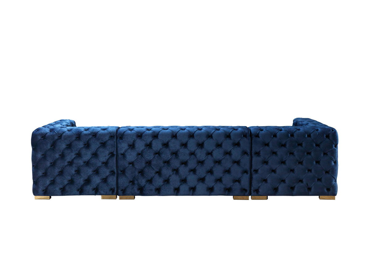 Neva Blue Velvet Double Chaise 138" Sectional [ETA: 8/23] - NEVABLUE-SEC