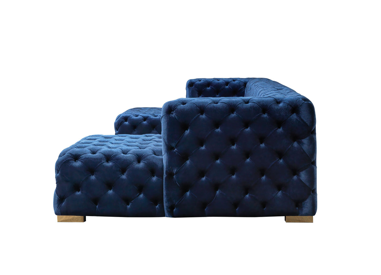 Neva Blue Velvet Double Chaise 138" Sectional [ETA: 8/23] - NEVABLUE-SEC