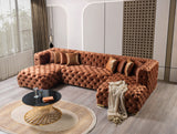 Neva Orange Velvet Double Chaise 138" Sectional [ETA: 8/23] - NEVAORANGE-SEC