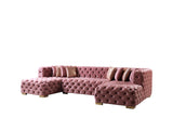 Neva Pink Velvet Double Chaise 138" Sectional [ETA: 8/23] - NEVAPINK-SEC