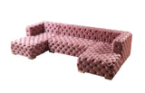 Neva Pink Velvet Double Chaise 138" Sectional [ETA: 8/23] - NEVAPINK-SEC