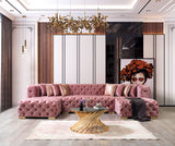 Neva Pink Velvet Double Chaise 138" Sectional [ETA: 8/23] - NEVAPINK-SEC