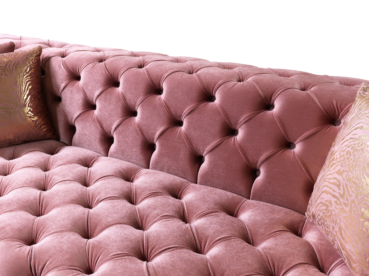 Neva Pink Velvet Double Chaise 138" Sectional [ETA: 8/23] - NEVAPINK-SEC