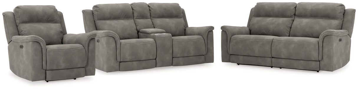 Next-Gen DuraPella Sofa, Loveseat and Recliner in Slate - PKG008141