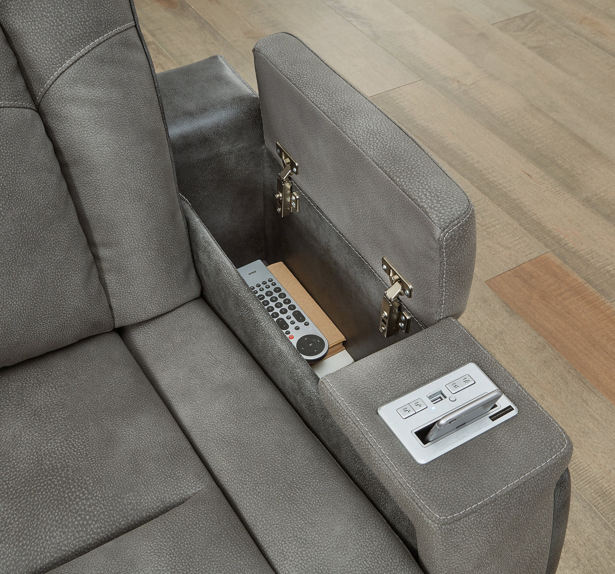 Next-Gen DuraPella Sofa, Loveseat and Recliner in Slate - PKG013057