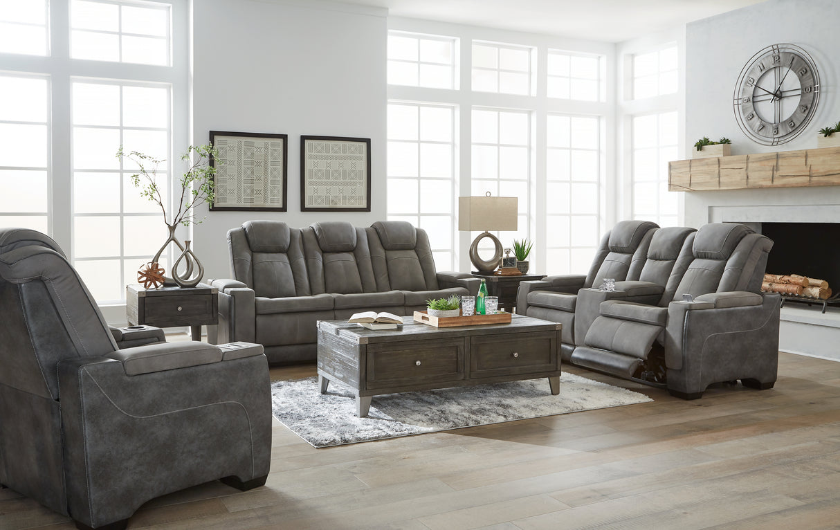 Next-Gen DuraPella Sofa, Loveseat and Recliner in Slate - PKG013057