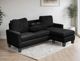 Neymar Black Reversible Sectional with Drop Down Table from Happy Homes - Luna Furniture