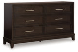 Neymorton California King Upholstered Panel Bed with Dresser in Dark Grayish Brown from Ashley - Luna Furniture