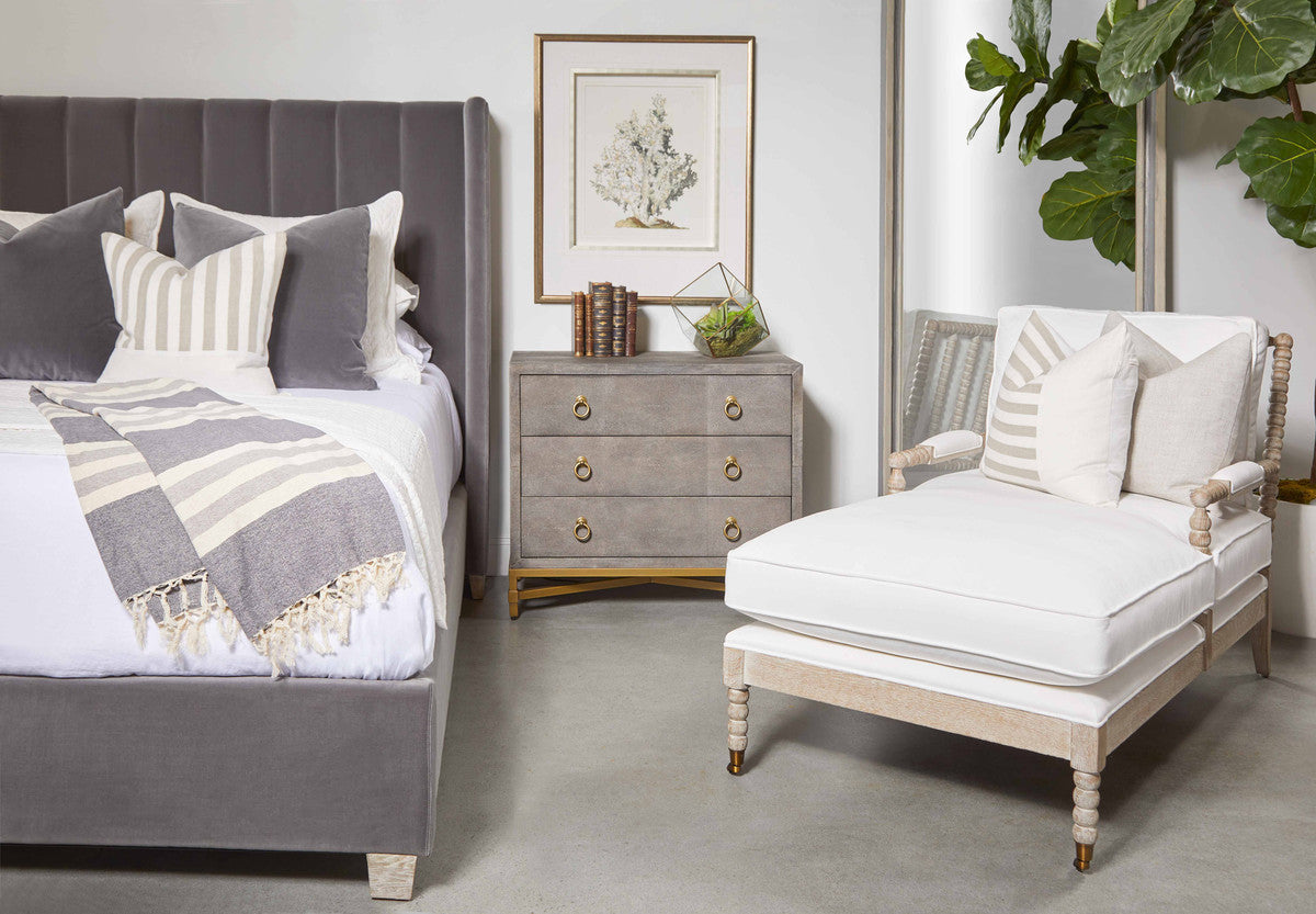 Chandler Cal King Bed in Dark Dove Velvet, Natural Gray Oak - 7127-2.DDOV/NG