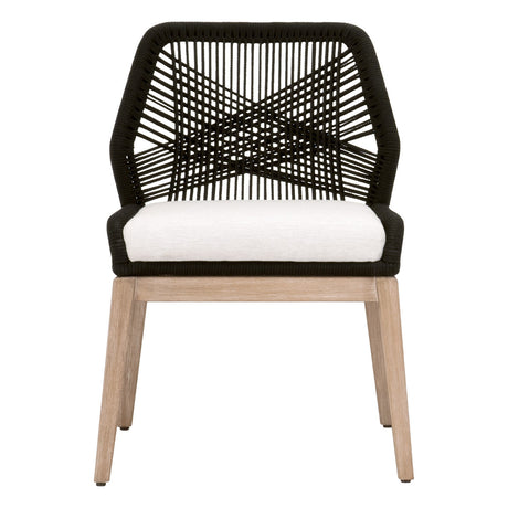 Loom Limited Edition Dining Chair in Black Rope, Performance White Speckle, Natural Gray Mahogany, Set of 2 - 6808KD.BLK/WHT/NG
