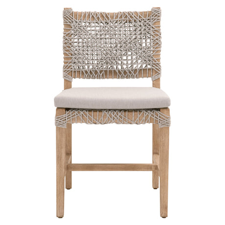 Costa Dining Chair in Taupe & White Flat Rope, Performance Pumice, Natural Gray Mahogany, Set of 2 - 6849.WTA/PUM/NG