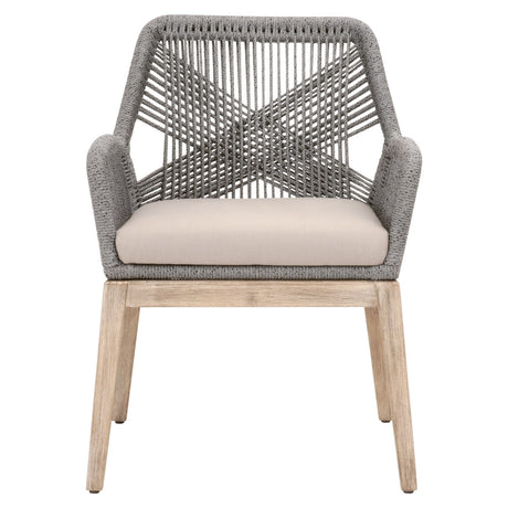Loom Arm Chair in Platinum Rope, Light Gray, Natural Gray Mahogany, Set of 2 - 6809KD.PLA/FLGRY/NG