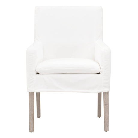 Drake Slipcover Arm Chair in Livesmart Peyton-Pearl, Natural Gray Oak - 6664.LPPRL/NG