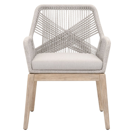 Loom Arm Chair in Taupe & White Flat Rope, Performance Pumice, Natural Gray Mahogany, Set of 2 - 6809KD.WTA/FPUM/NG
