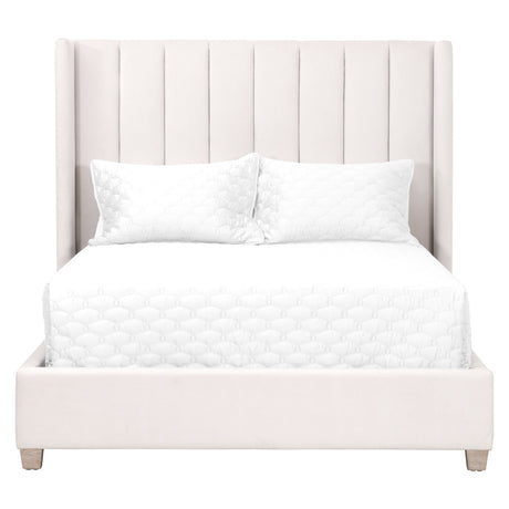 Chandler Standard King Bed in Cream Velvet, Natural Gray Oak - 7127-3.CRM/NG