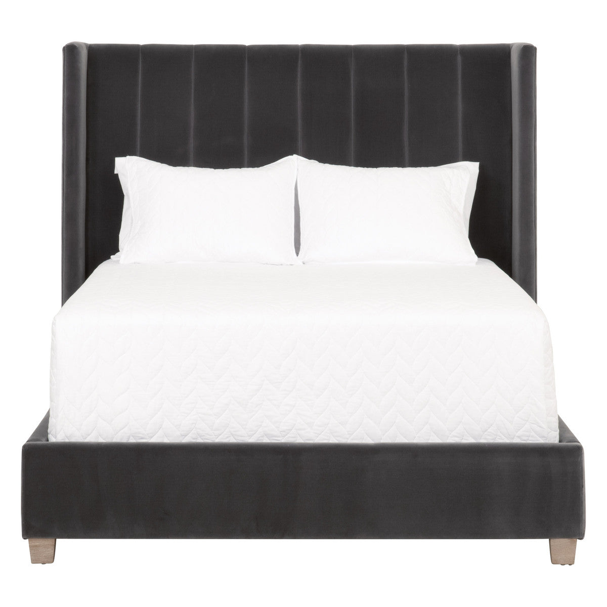 Chandler Standard King Bed in Dark Dove Velvet, Natural Gray Oak - 7127-3.DDOV/NG