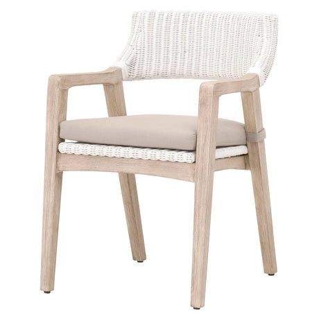 Lucia Arm Chair in White Rattan, Light Gray, Natural Gray Mahogany - 6810.WTR/LGRY/NG