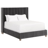 Chandler Cal King Bed in Dark Dove Velvet, Natural Gray Oak - 7127-2.DDOV/NG