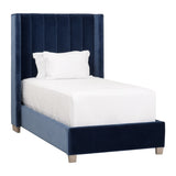 Chandler Twin Bed in Denim Velvet, Natural Gray Oak - 7127-T.DEN/NG