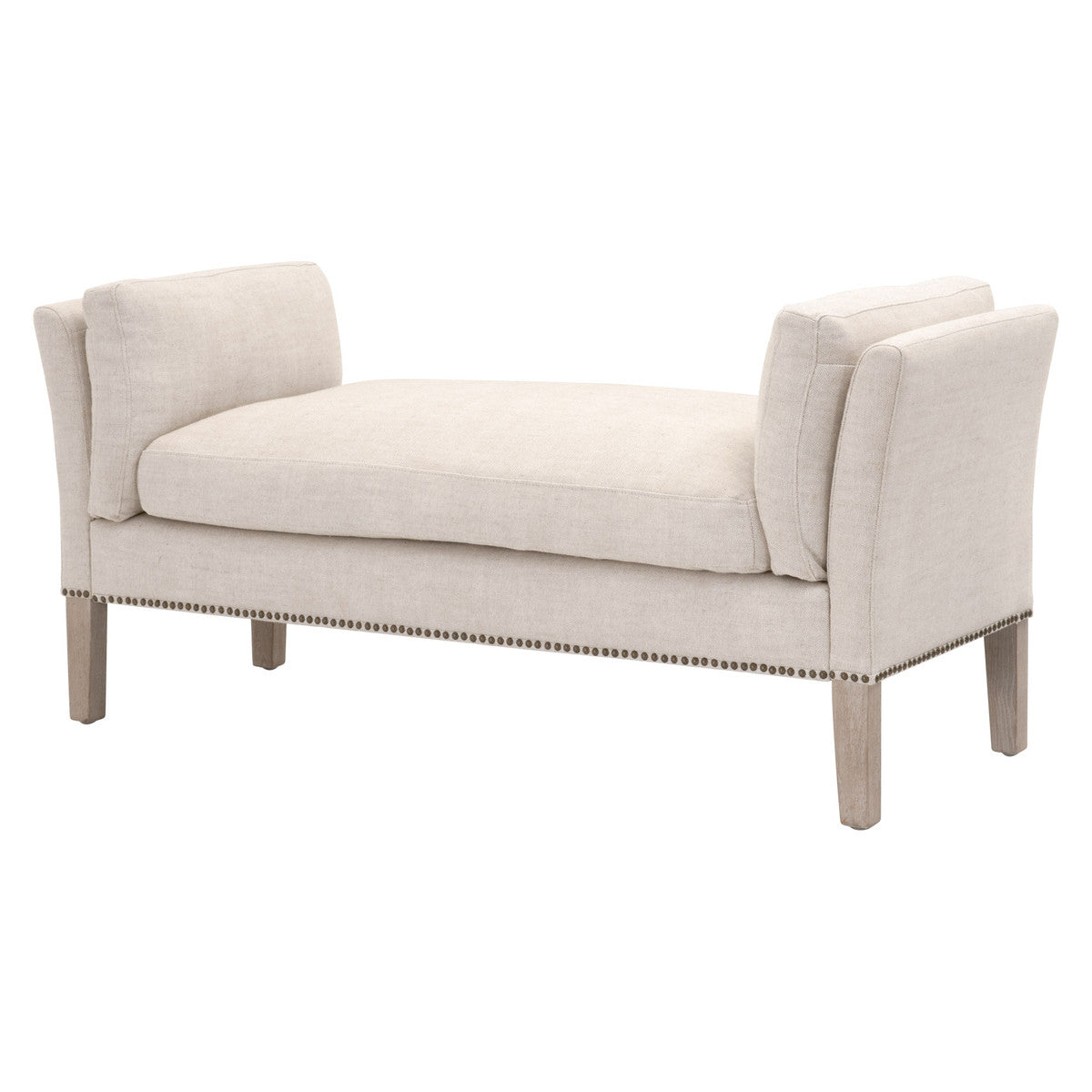 Warner Bench in Performance Bisque French Linen, Natural Gray Ash - 6430UP.BIS-GLD/NG