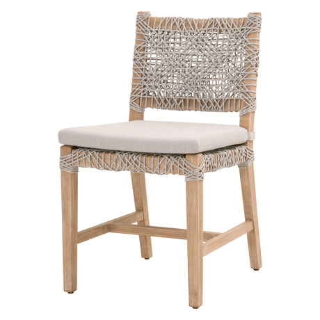 Costa Dining Chair in Taupe & White Flat Rope, Performance Pumice, Natural Gray Mahogany, Set of 2 - 6849.WTA/PUM/NG