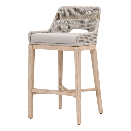 Tapestry Barstool in Taupe & White Flat Rope, Taupe Stripe, Performance Pumice, Natural Gray Mahogany - 6850BS.WTA/PUM/NG
