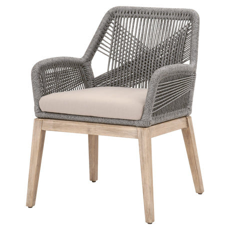Loom Arm Chair in Platinum Rope, Light Gray, Natural Gray Mahogany, Set of 2 - 6809KD.PLA/FLGRY/NG