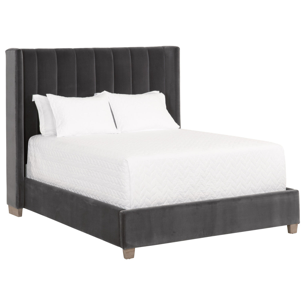 Chandler Standard King Bed in Dark Dove Velvet, Natural Gray Oak - 7127-3.DDOV/NG