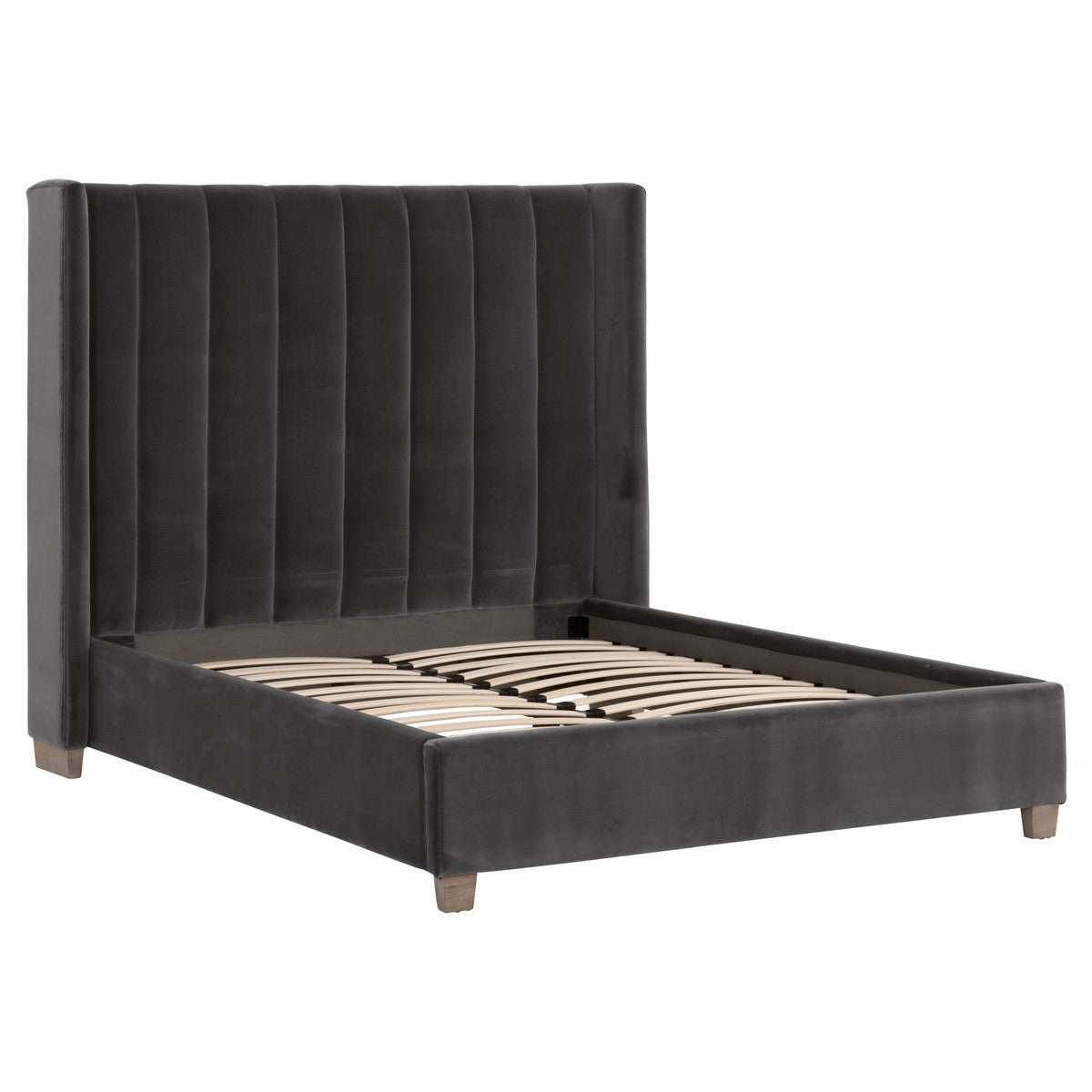 Chandler Standard King Bed in Dark Dove Velvet, Natural Gray Oak - 7127-3.DDOV/NG