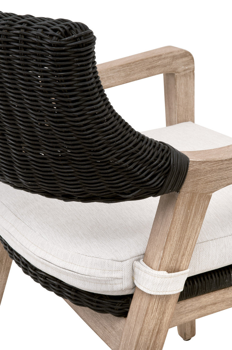 Lucia Arm Chair in Black Rattan, Performance White Speckle, Natural Gray Mahogany - 6810.BLR/WHT/NG