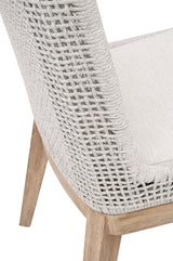 Mesh Dining Chair in White Speckle Flat Rope, Performance White Speckle, Natural Gray Mahogany, Set of 2 - 6854.WHT/WHT/NG