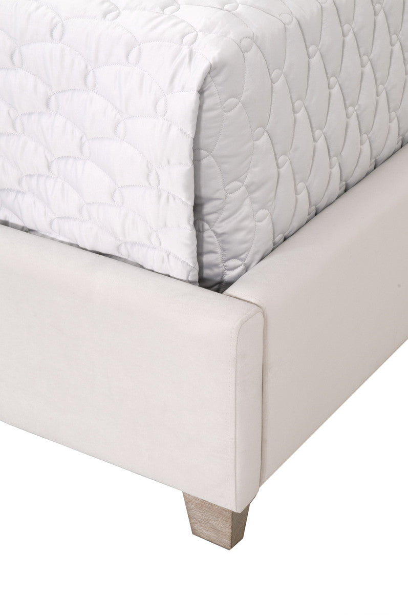 Chandler Queen Bed in Cream Velvet, Natural Gray Oak - 7127-1.CRM/NG