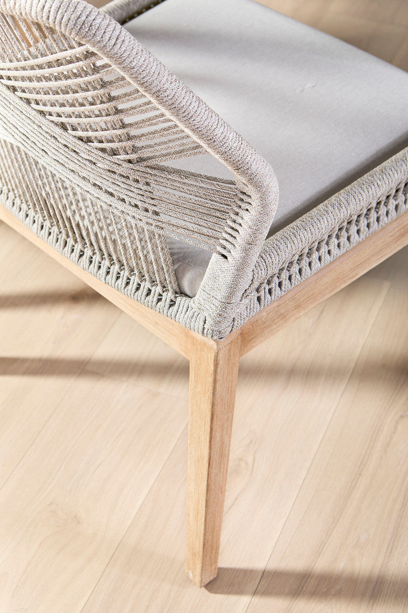 Loom Dining Chair in Taupe & White Flat Rope, Performance Pumice, Natural Gray Mahogany, Set of 2 - 6808KD.WTA/FPUM/NG