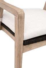 Lucia Arm Chair in Black Rattan, Performance White Speckle, Natural Gray Mahogany - 6810.BLR/WHT/NG