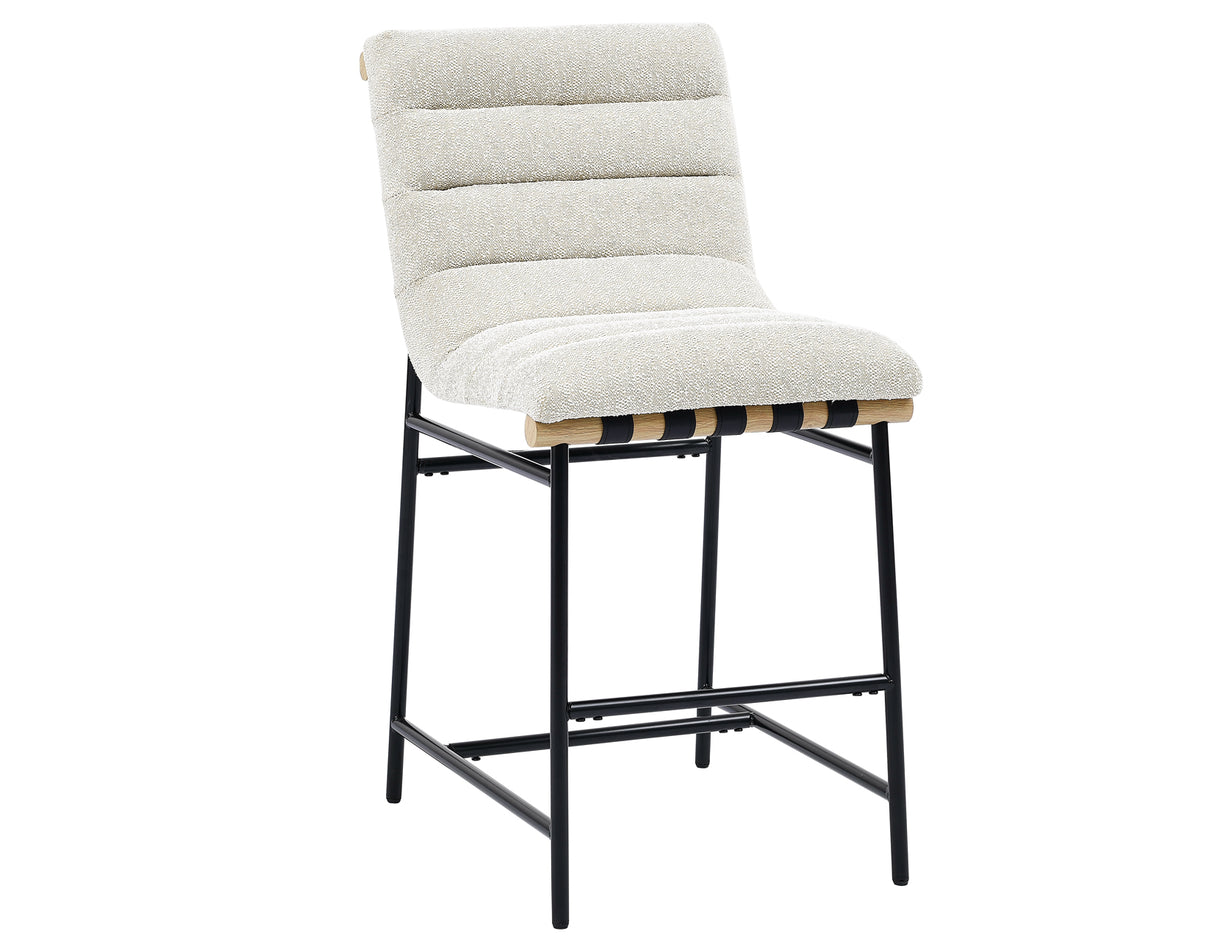 Nicco 24-inch Eggshell Polyester Fabric Counter Stool with Black Iron Base from Steve Silver - Luna Furniture