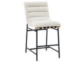 Nicco 24-inch Eggshell Polyester Fabric Counter Stool with Black Iron Base from Steve Silver - Luna Furniture