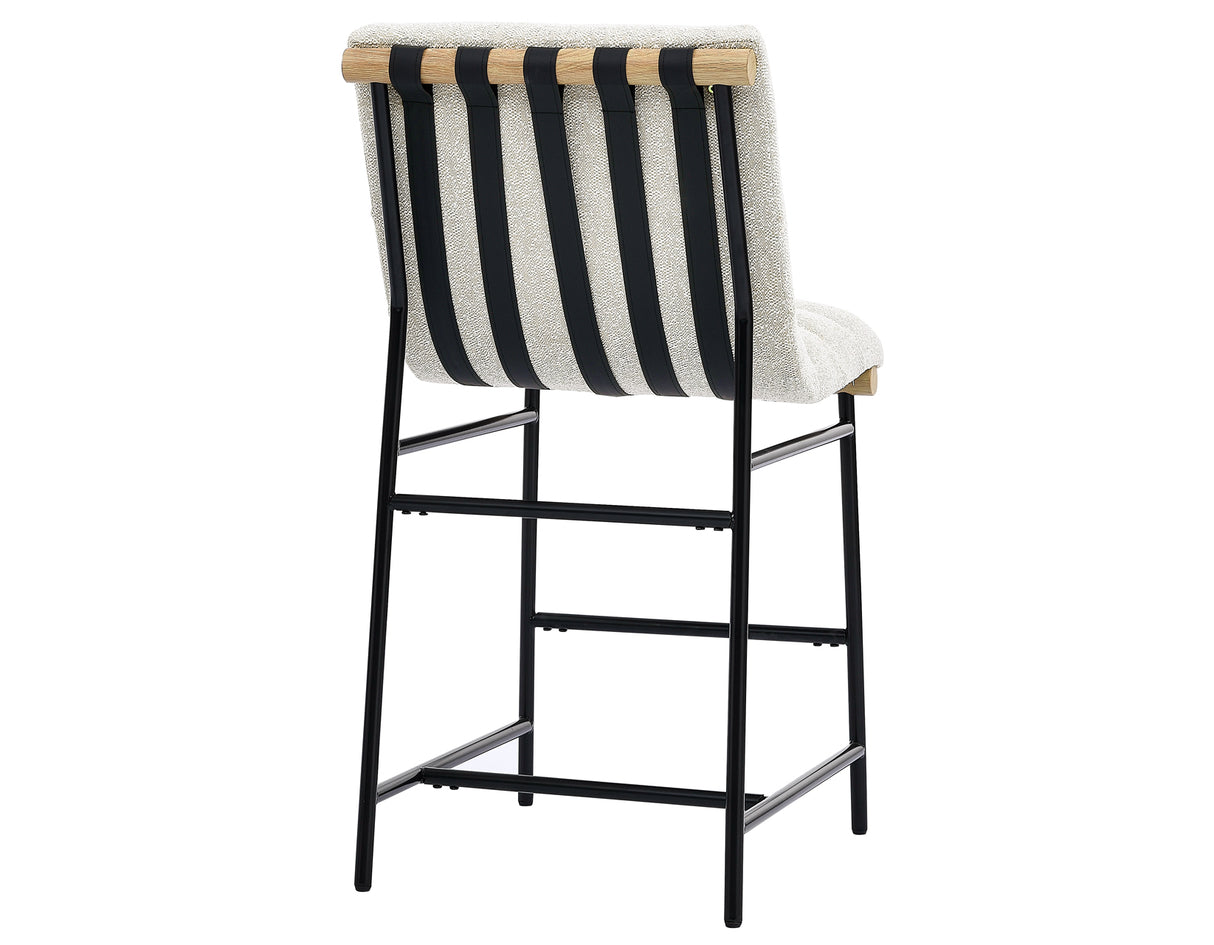 Nicco 24-inch Eggshell Polyester Fabric Counter Stool with Black Iron Base from Steve Silver - Luna Furniture