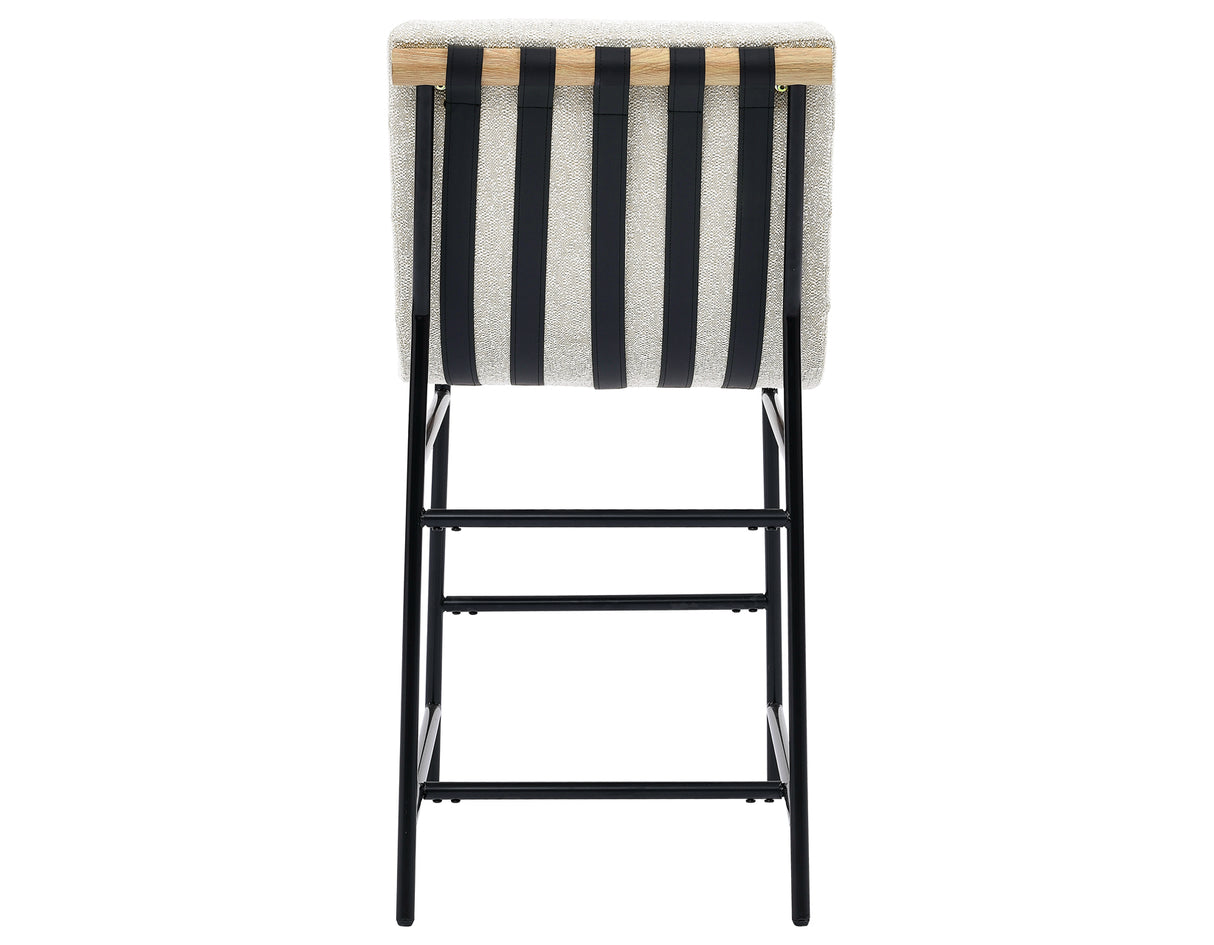 Nicco 24-inch Eggshell Polyester Fabric Counter Stool with Black Iron Base from Steve Silver - Luna Furniture