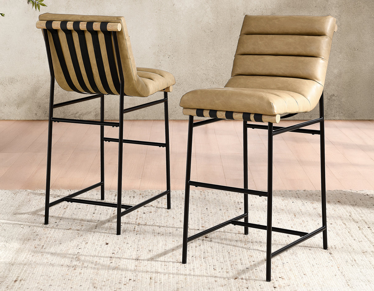 Nicco 30-inch Bar Chair, Sand Vegan Leather Fabric from Steve Silver - Luna Furniture