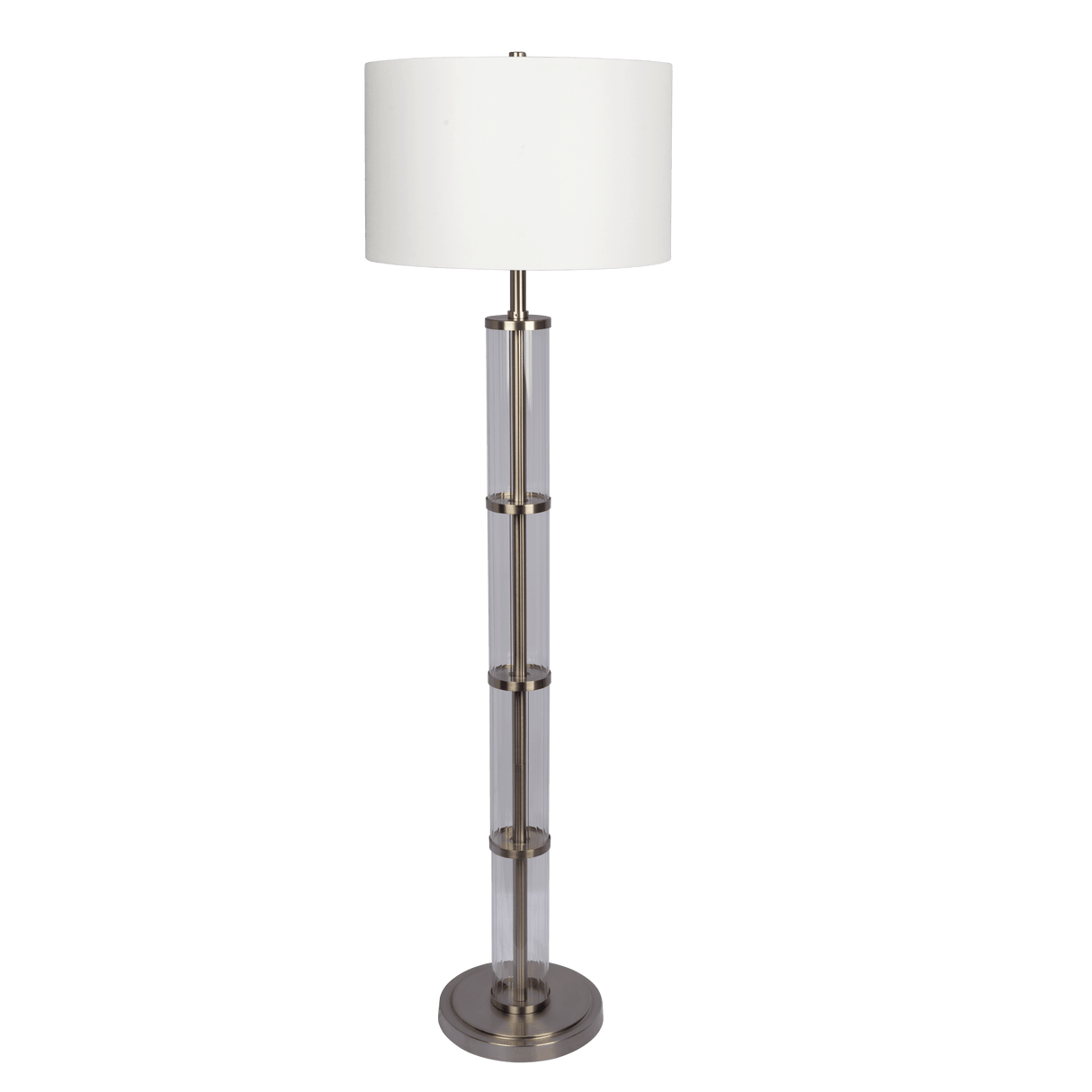 Nimbus Brushed Nickel Floor Lamp with 3-Way Rotary Switch Clear Glass Body  Metal Base - FLL03701101