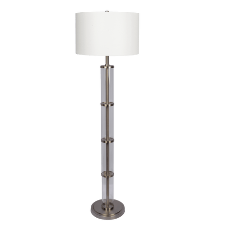 Nimbus Brushed Nickel Floor Lamp with 3-Way Rotary Switch Clear Glass Body  Metal Base - FLL03701101