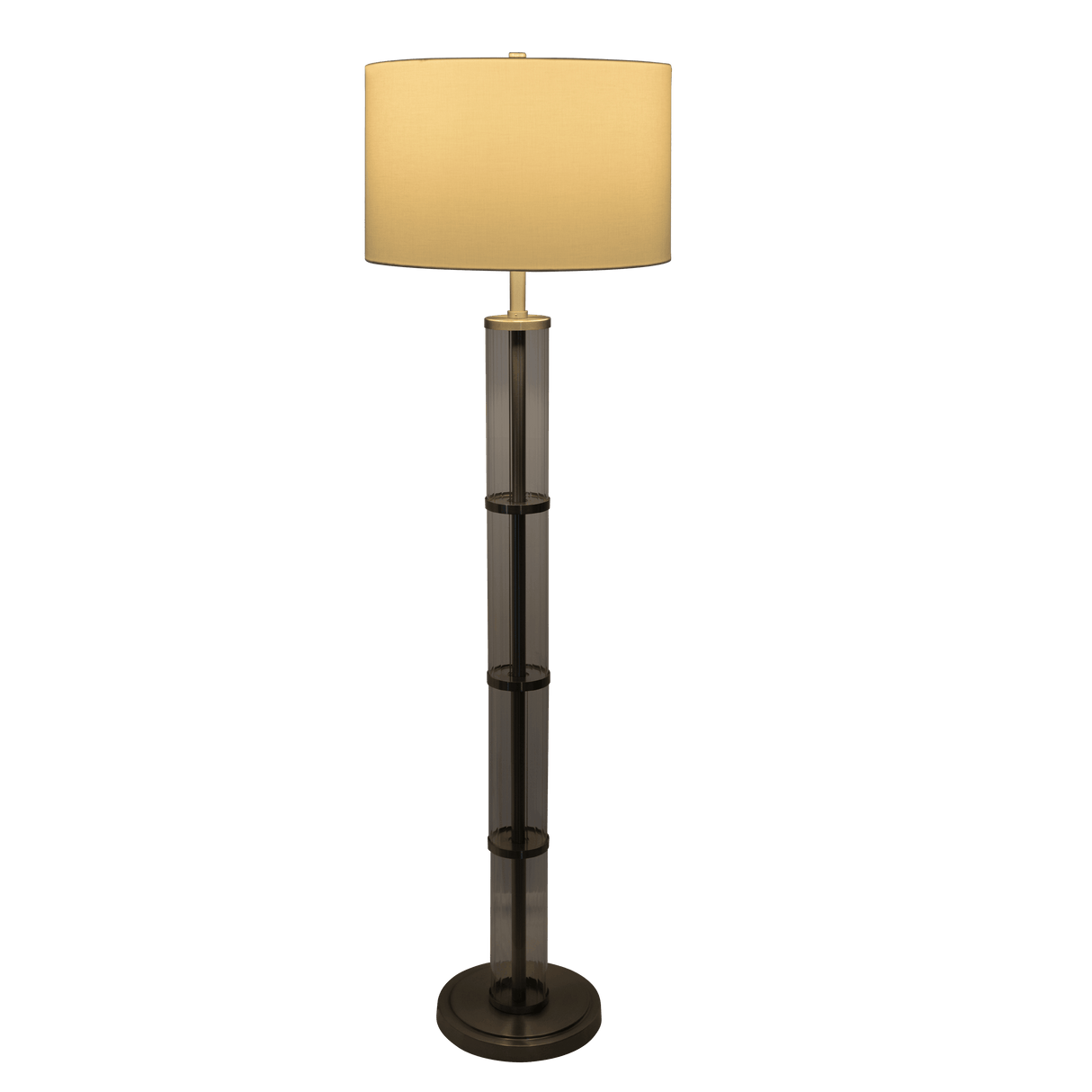 Nimbus Brushed Nickel Floor Lamp with 3-Way Rotary Switch Clear Glass Body  Metal Base - FLL03701101