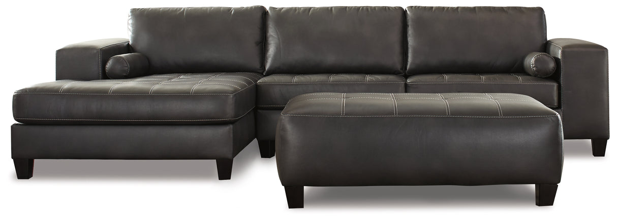 Nokomis 2-Piece Sectional with Ottoman in Charcoal - PKG011026