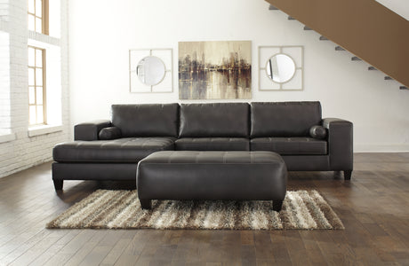 Nokomis 2-Piece Sectional with Ottoman in Charcoal - PKG011026