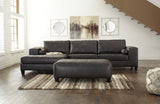 Nokomis 2-Piece Sectional with Ottoman in Charcoal - PKG011026